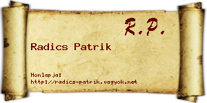 Radics Patrik névjegykártya